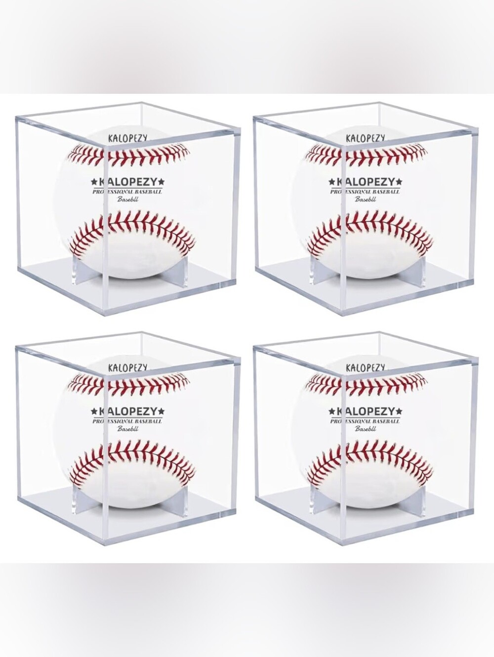 Clear Acrylic Baseball Display Case with Baseball (Set of 4) Balls Not Included